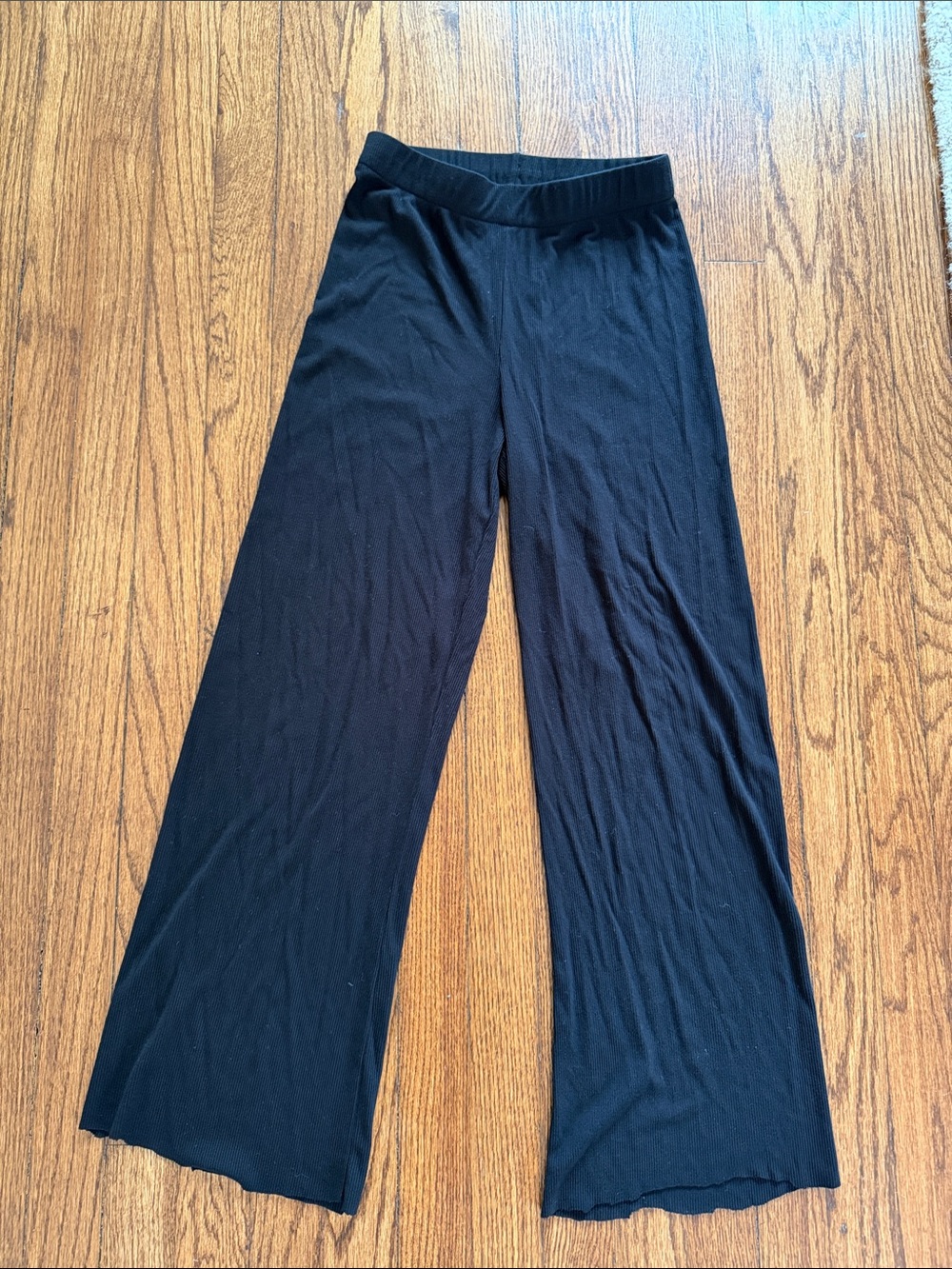 Skims Black Ribbed Wide Leg Lounge Pants